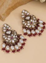   Festival Wear  Magenta Color Kundan Earrings